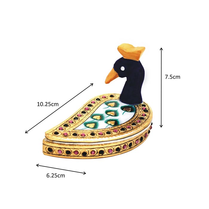 MARBLE PEACOCK CHOPRA WITH FEATHER DESIGN PAINTED - Image 3