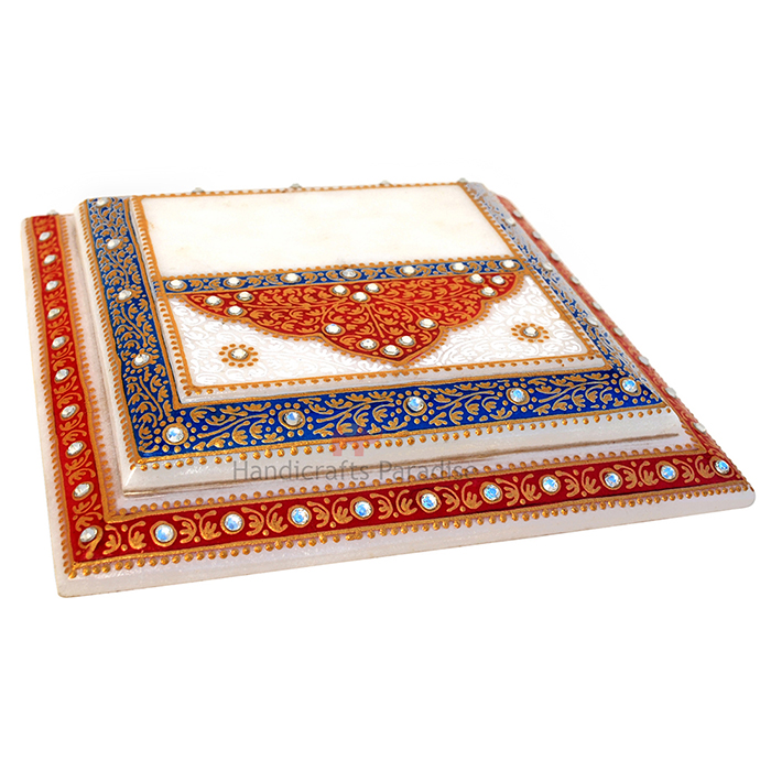 HANDICRAFTS PARADISE KUPPI WORK MARBLE STEP CHOWKI