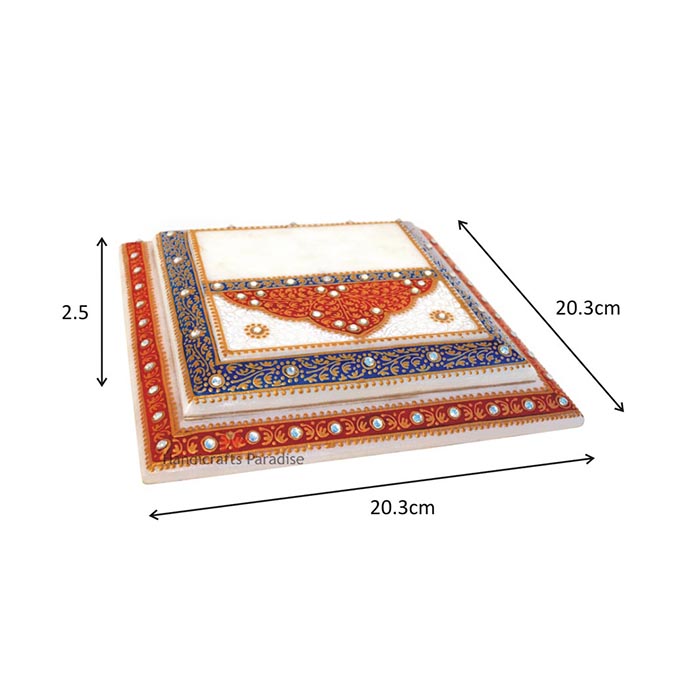 HANDICRAFTS PARADISE KUPPI WORK MARBLE STEP CHOWKI - Image 2