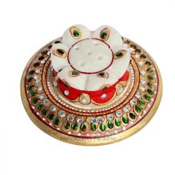 KUNDAN EMBELLISHED MARBLE INCENSE HOLDER