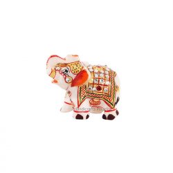 Marble Elephant with White kundan work by Handicrafts Paradise