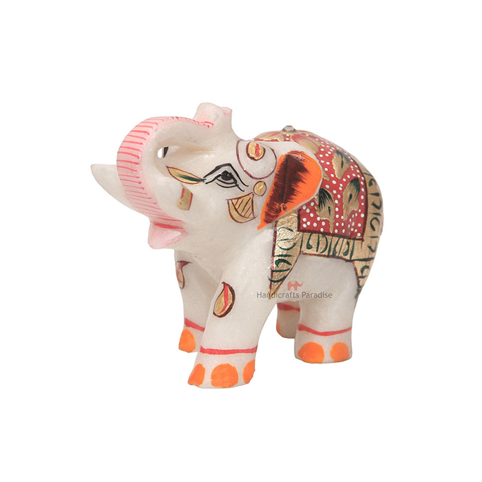 Handicrafts Paradise Marble Elephant Emboss Painted Red - 3 x 2.75 inch - Image 2