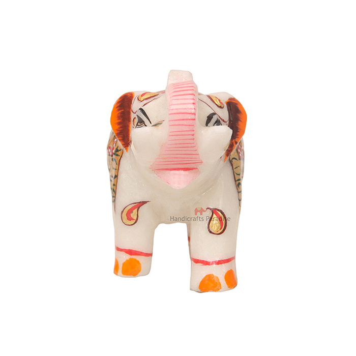 Handicrafts Paradise Marble Elephant Emboss Painted Red - 3 x 2.75 inch - Image 3
