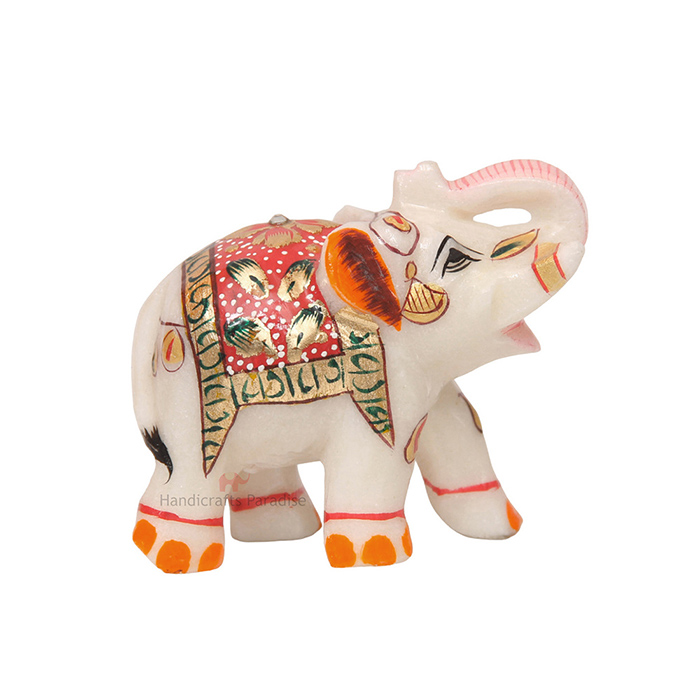 Handicrafts Paradise Marble Elephant Emboss Painted Red - 3 x 2.75 inch - Image 4