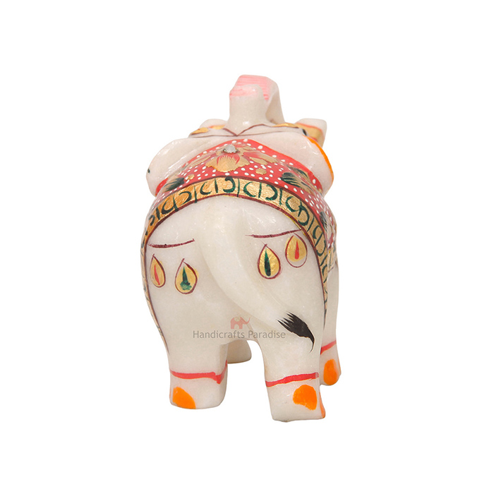 Handicrafts Paradise Marble Elephant Emboss Painted Red - 3 x 2.75 inch - Image 5