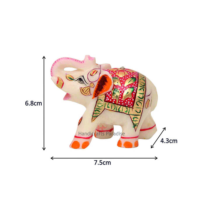 Handicrafts Paradise Marble Elephant Emboss Painted Red - 3 x 2.75 inch - Image 6