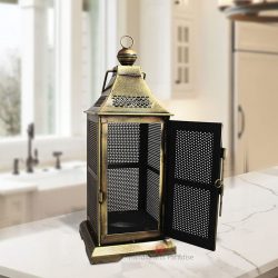 Handicrafts Paradise Intricate Cut Work Tea Light holder Lamp shaped showpiece Gift item for Home decor in Wrought Iron - 20 inches