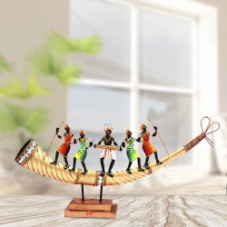 Handicrafts Paradise Iron Tribal Showpiece 23.5 x 4 x 11 Inches Multicolor