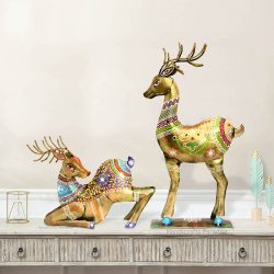 Handicrafts Paradise Iron Deer set of 2pc Showpiece for Home decor 12 x 4.25 x 22 Inch