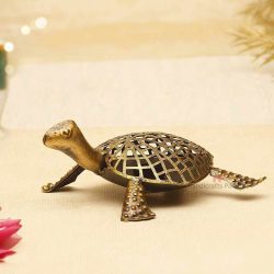 Handicrafts Paradise Wrought Iron Cut Work Tortoise Tea light Holder for Home decor - 12 x 9.25 x 3.5 inch