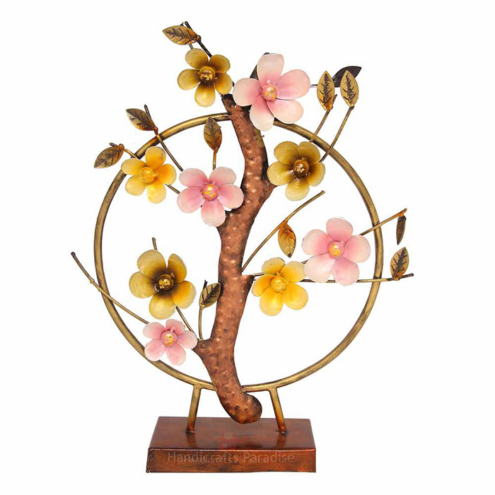 Handicrafts Paradise Wrought Iron Tree Branch with Flowers Showpiece for Home decor, 21 inch - Image 2