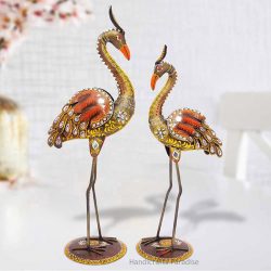 Handicrafts Paradise Wrought Iron Set of 2 Crane Showpiece for Home decor, Multicolour, 23 inch