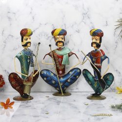 Handicrafts Paradise Sitting Musicial Rajasthani Showpiece set of 3pc , 13.5 inch