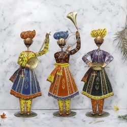 Handicrafts Paradise Rajasthani Band Handmade Decorative Gift Item Showpiece for Home decorin Wrought Iron , 25.5 inch , set of 3pc