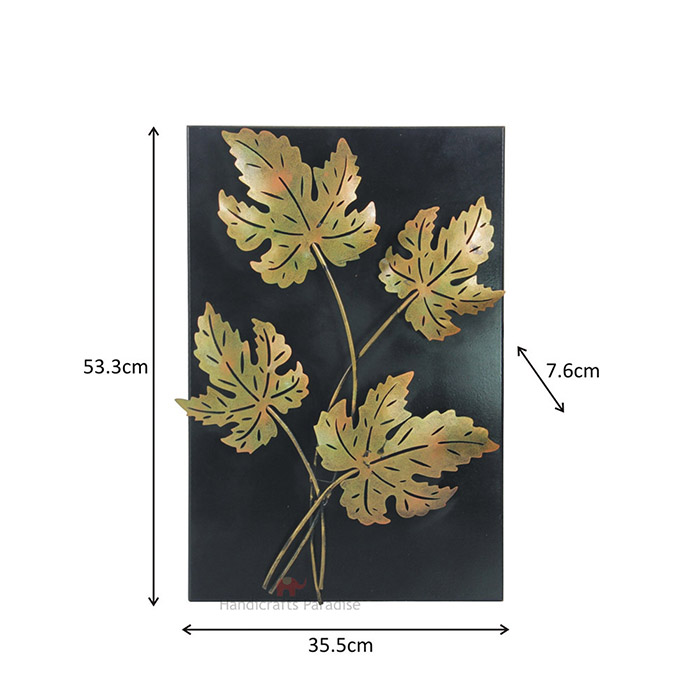 Handicrafts Paradise Decorative Leaves Wall D?cor Showpiece for Home D?cor in Wrought Iron and Wooden Base - 14 x 21 inch - Image 5