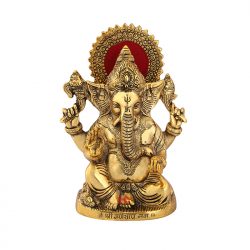 Handicrafts Paradise Metal Ganesha Showpiece Figurine, Gold, 9.5 Inch, 1 Pcs