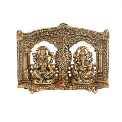Handicrafts Paradise Metal Ganesh Lakshmi Figurine, Gold, 6.5 Inch, 1 Pcs