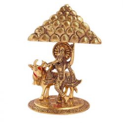 Handicrafts Paradise Metal Krishna Showpiece Figurine, Gold, (12.7 cm X 10.7 cm X 22.2 cm, 1 Pcs