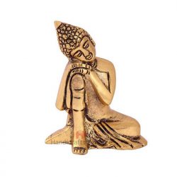 Handicrafts Paradise Metal Buddha Figurine Gold, 3.5 Inch, 1 Pcs
