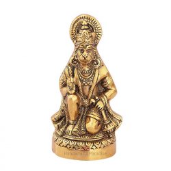 Handicrafts Paradise Metal Hanuman Ji Sitting Antique Gold Plated, 6.5 inch, 1 Piece