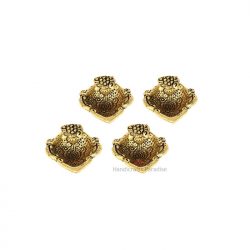 Handicrafts Paradise Diya Set of 4 with Ancient Golden Finish in Metal 2.2 Inches