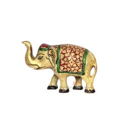 Handicrafts Paradise Metal Elephant Showpiece Figurine Gold, 3.25 Inch, 1 Pcs